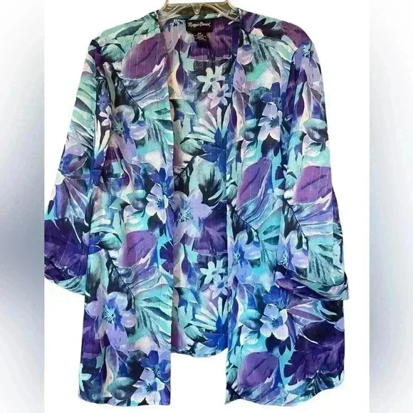 Maggie Barnes Sheer Lightweight Floral Cardigan/Cover Up Size 14-16 - Picture 1 of 8